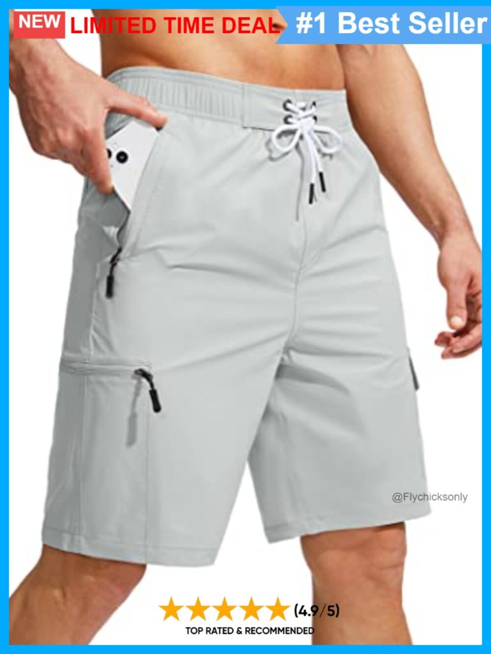 Men's Quick Dry Swim Trunks Board Shorts 5 Pocket No Mesh Liner